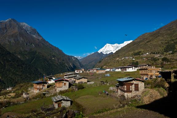 Trek vers le village de Laya à 3800 m pendant le Snowman trek au Bhoutan