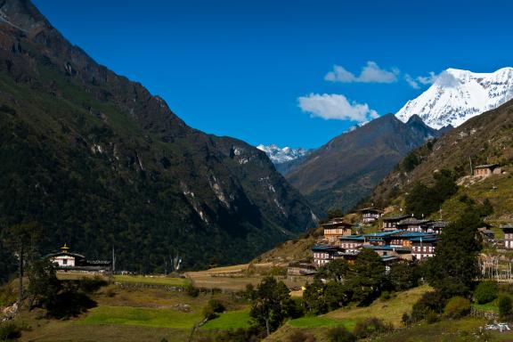 Village de Laya à 3800 m pendant le Snowman trek au Bhoutan