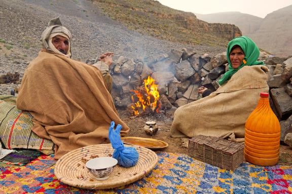 Voyage en bivouac lors de la transhumance au Maroc