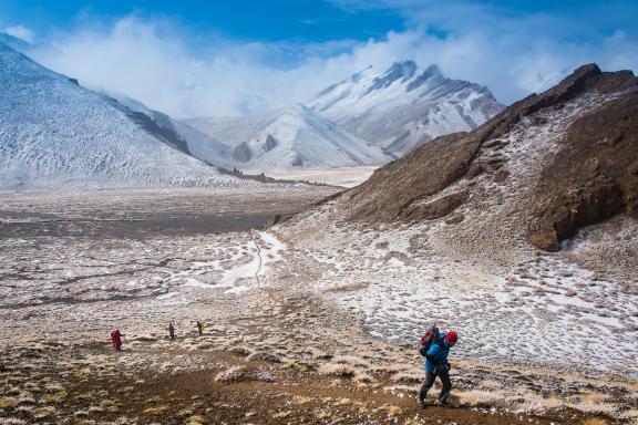 Passage d’un col au Rupshu Changtang au Ladakh en Inde