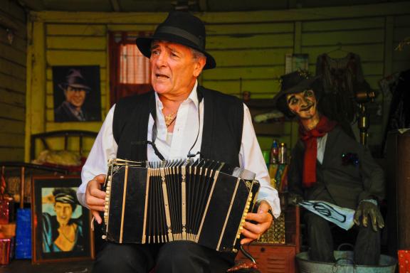 Accordéoniste dans le quartier de la Boca à Buenos Aires en Argentine