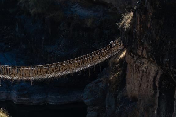Peru, Cusco region,  Inca Bridge Queswachaca, second day.