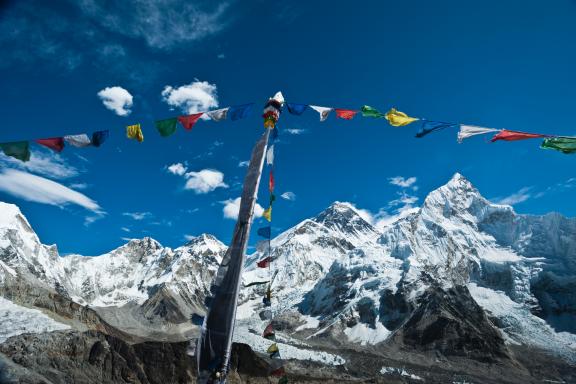 L’Everest et le Nupse vu du Kala Pattar dans la région du Kumbhu au Népal