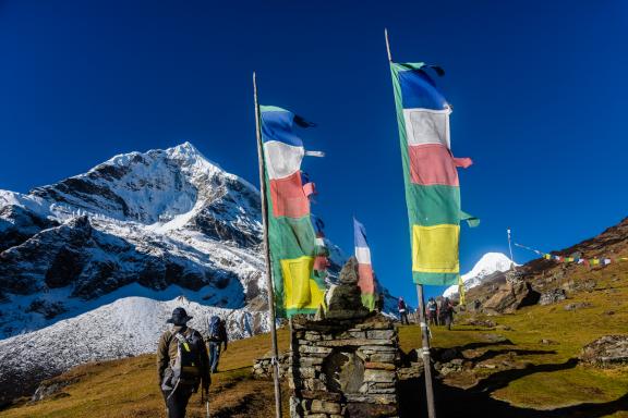 Le Chamlang à 7320 m depuis le camp de Langmale dans la région du Makalu au Népal