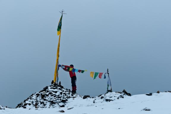 Le col Tempe la à 4600 m pendant le Snowman trek au Bhoutan