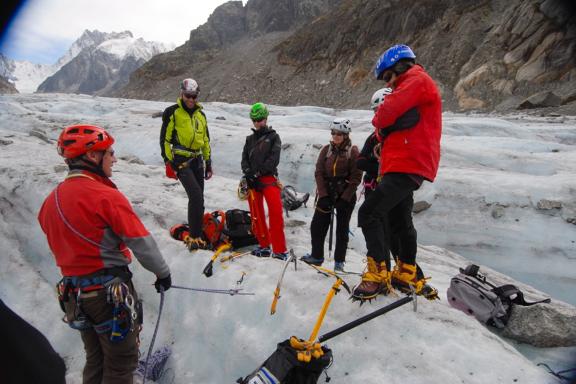 Expédition et technique d'une descente sur glace à Chamonix