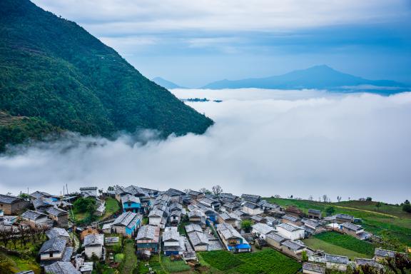 Village magar de Lespar dans la région des Annapurnas au Népal