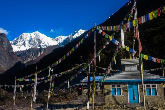 Le camp de Yangle Kharka camp à 3680 m m dans la région du Makalu au Népal