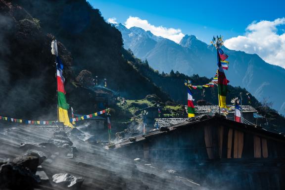 Village de Olangchungola au pied du Lumbasumba entre Makalu et Kangchenjuga au Népal