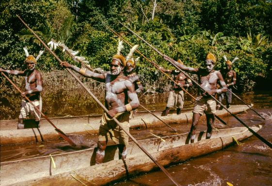 Immersion avec des piroguiers papous au Asmat festival dans la région d'Agats