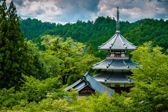 Le temple bouddhiste de Kinpusenji à Yoshino près de Nara au Japon
