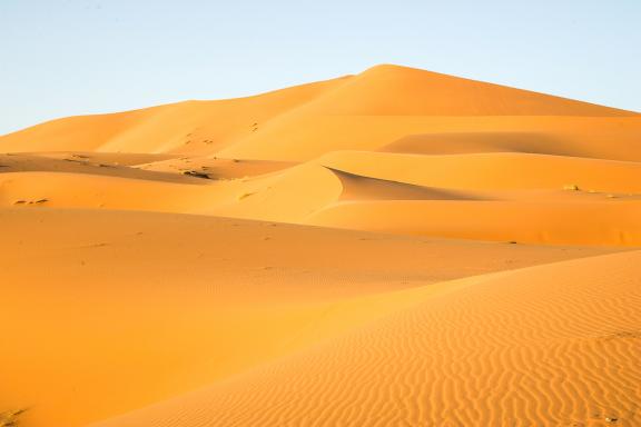 Trek sur des dunes ocres au Maroc