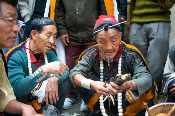 Voyage vers un chaman apatani lors d'une fête dans la région de Ziro