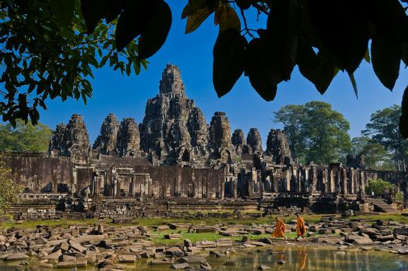 Trekking vers le temple du Bayon dans le site d'Angkor