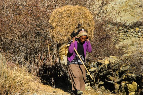 Village de Khangsar vers le lac Tilicho dans la région des Annapurnas au Népal