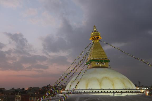 Bothnath à Kathmandu au coucher du soleil