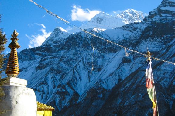 Village de Khangsar vers le lac Tilicho dans la région des Annapurnas au Népal