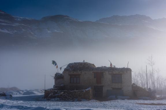 Le village de Pishu au Zanskar en hiver en Himalaya en Inde