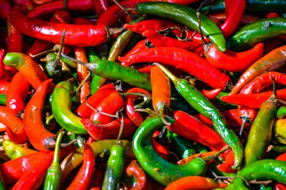 Voyage et dégustation de piments sur un marché Berbère au Maroc