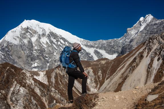 Nepal, Langtang trek, Langtang Lirung a 7234 m from Tsergo Ri 4984 m