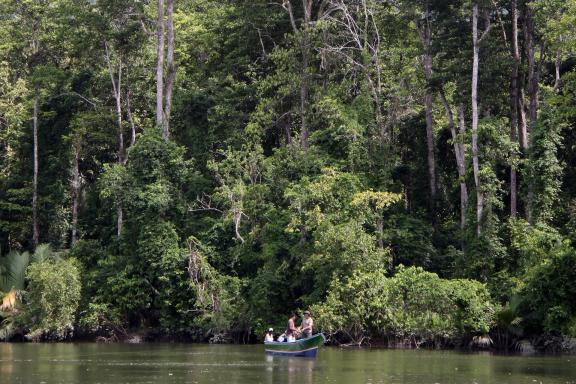 Navigation en bateau sur le fleuve Warenai dans la région de Nabire